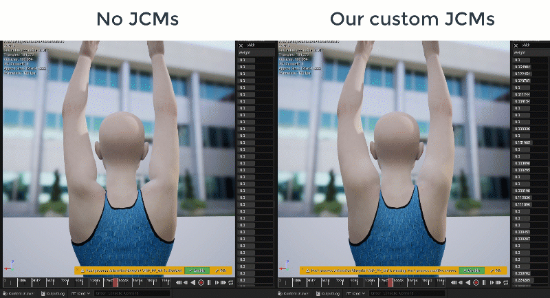 Custom JCMs applied to the shoulders of a converted Daz3D Character
